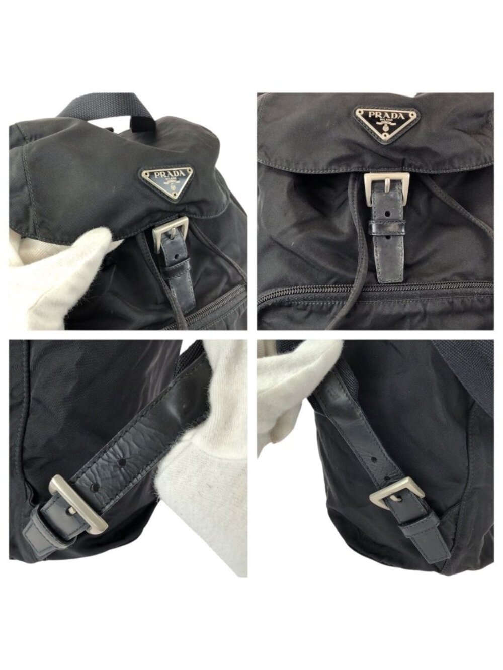 Prada Tessuto Black Silver Nylon Backpack - Picture 5 of 9